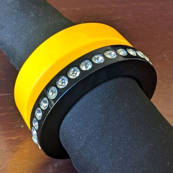 Sonia Rykiel Yellow and Black Bangle Bracelet - Picture 8 of 11